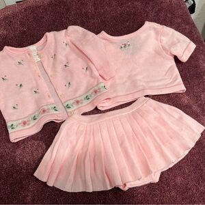 Vintage Baby Pink Knit Skirt 3pc Set
